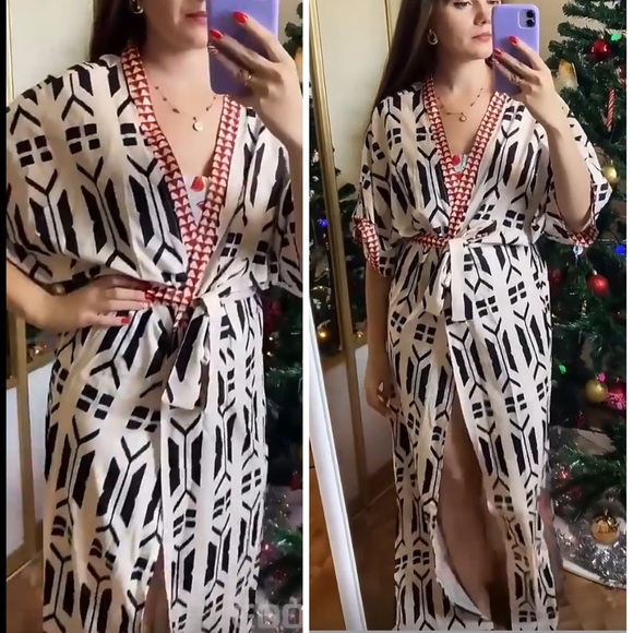 New Bohemian Kimono Duster Jacket Robe Swim Cover - Picture 4 of 12